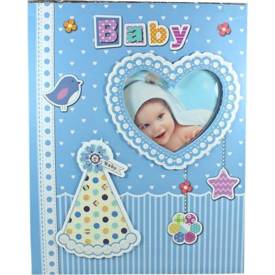 Süsle Bebek ve Parti Bebek Fotoğraf Albümü 200 Resimlik Kutulu, Kalp Çerçeveli - Mavi