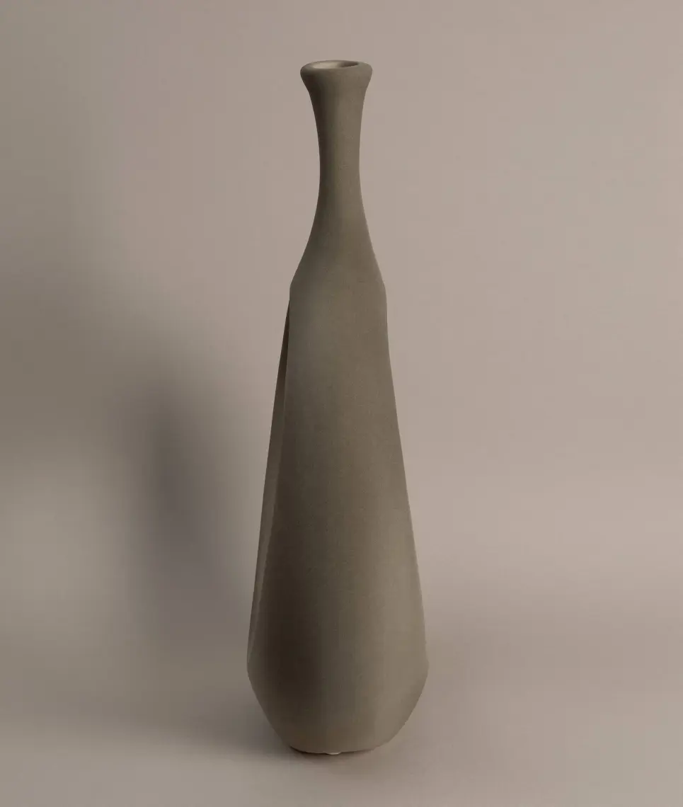 Koza Home Galante Özel Taş Doku Yeşil İskandinav Seramik Vazo 10x30x35cm 6269