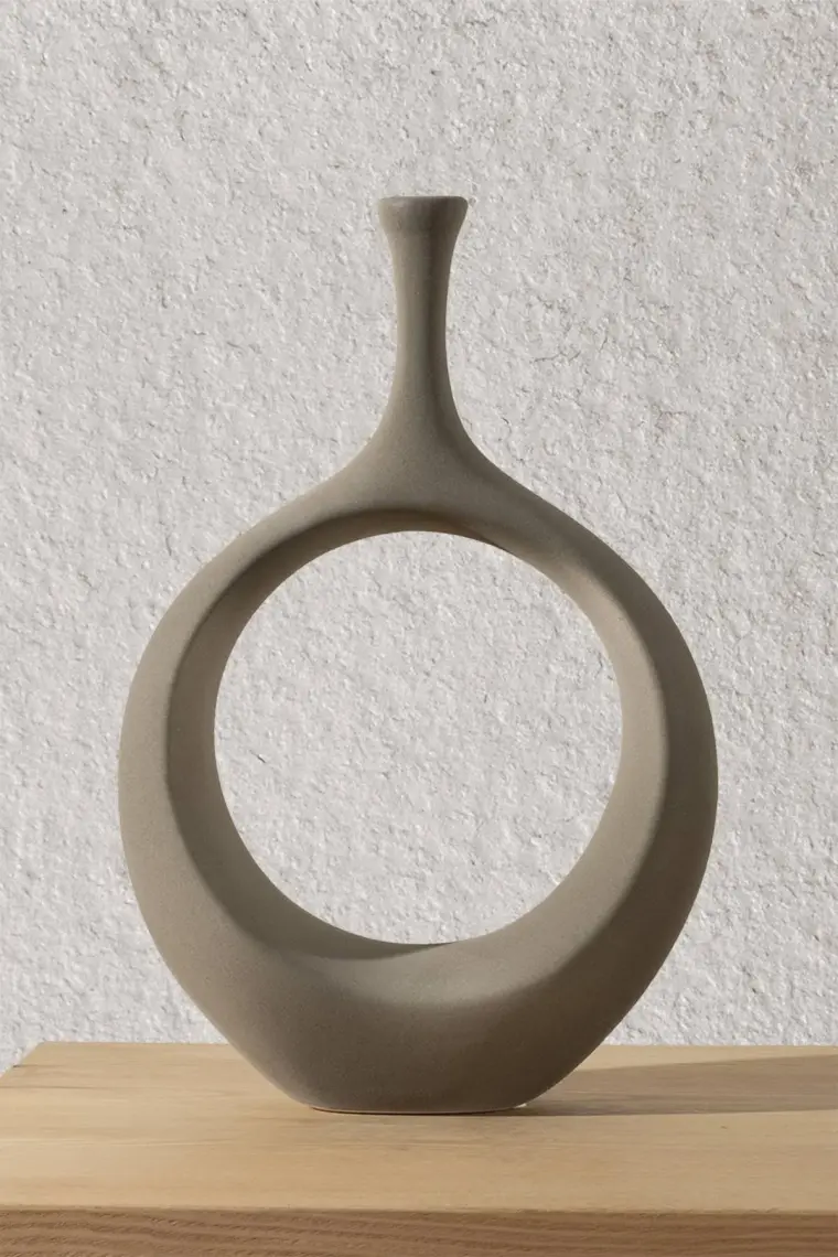 Koza Home Galante Özel Taş Doku Yeşil İskandinav Seramik Vazo 10x30x35cm 6269