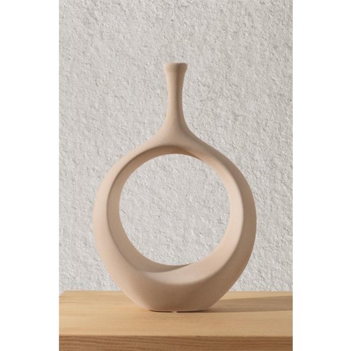 Koza Home Galante Özel Taş Doku Vizon İskandinav Seramik Vazo 10x30x35cm 6271