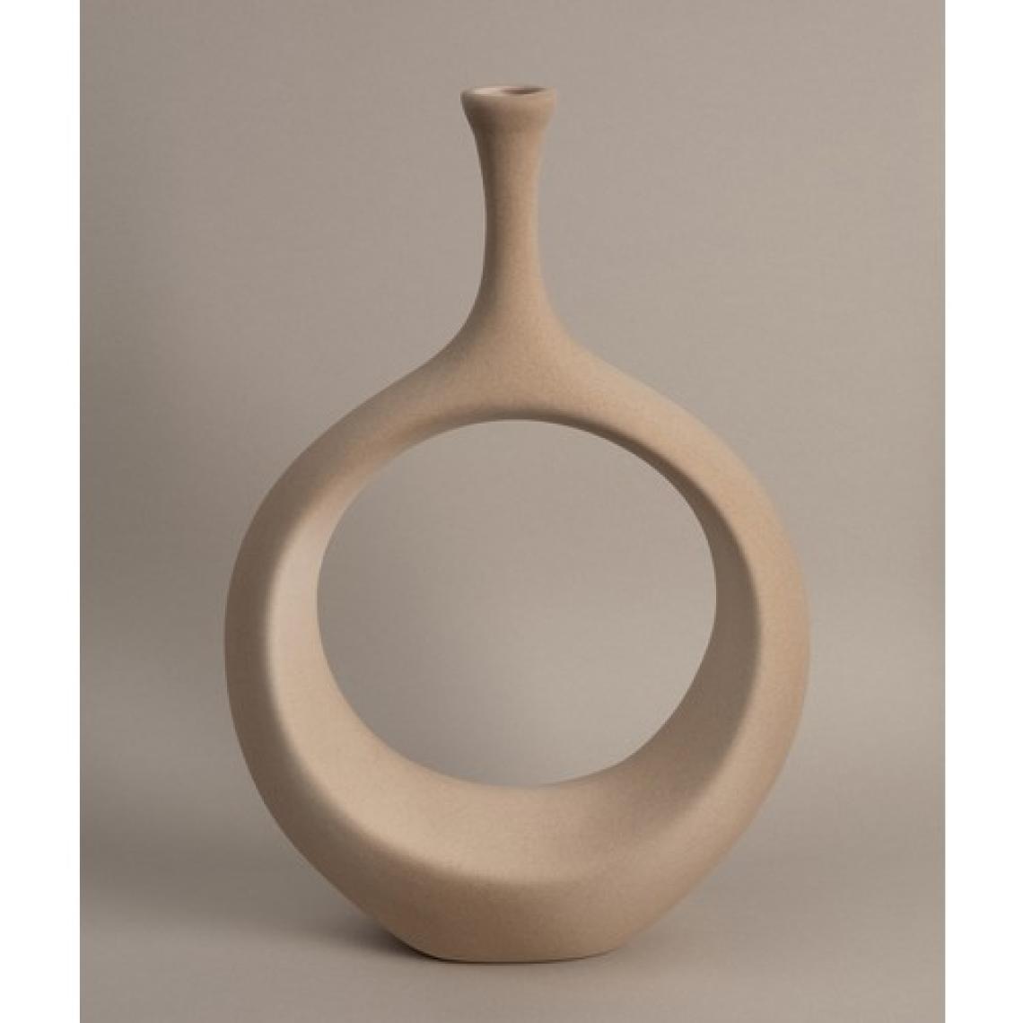 Koza Home Galante Özel Taş Doku Vizon İskandinav Seramik Vazo 10x30x35cm 6271