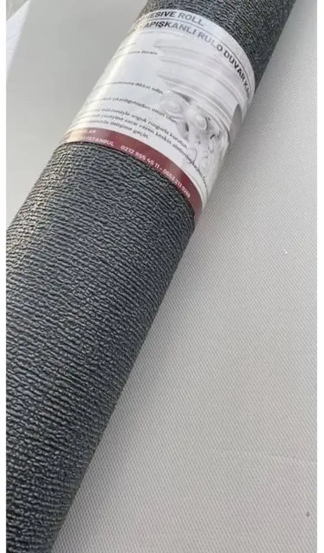 Renkli Duvarlar 50X280 cm (1,4m2) Koyu Gri Antasit Kendinden Yapışkanlı Dokulu Esnek Silinebilir Duvar Kağıdı