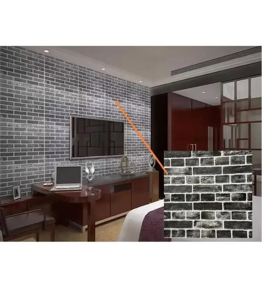 Renkli Duvarlar 70X70CM 1 Adet Yapışkanlı Dekoratif Tuğla Desen Gri Tv Arkası Salon Ofis Duvar Kağıdı Paneli NW169