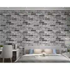Renkli Duvarlar 70X70CM 1 Adet Yapışkanlı Dekoratif Tuğla Desen Gri Tv Arkası Salon Ofis Duvar Kağıdı Paneli NW169