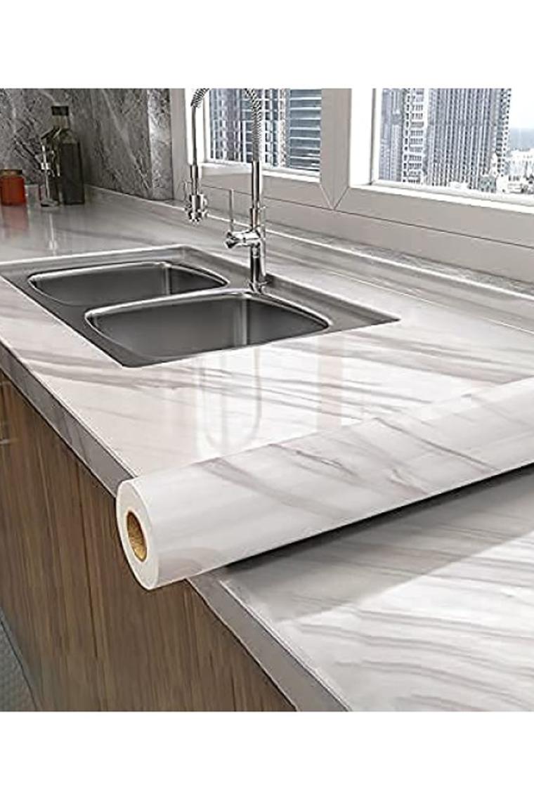 Lisinya Açık Mermer Desenli Yapışkanlı Kaplama Kağıdı  3 Metre