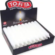 To-Fi-Ta Beyaz Mum Kalın 20'li Ekonomik Paket - 1 Mum:14 cm