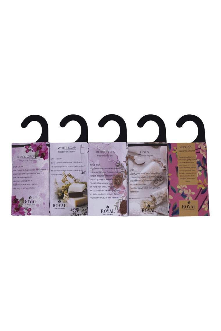 5 Adet Kokulu Kese Royal Bella -soft Linen - Beyaz Sabun - Black Orchıd - Vanılya