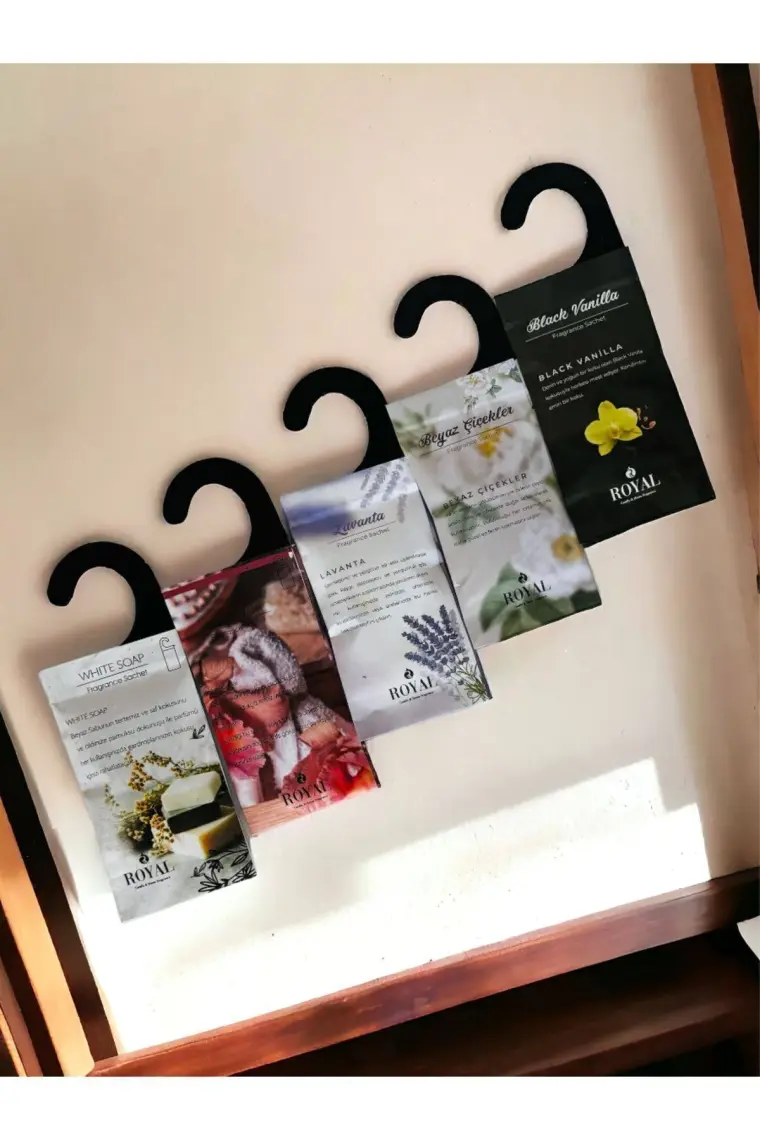 Royal Mum Koku Kesesi -5 Adet - Lavanta-Beyaz Çiçekler- Beyaz Sabun - Baby Powder-Black Vanilya