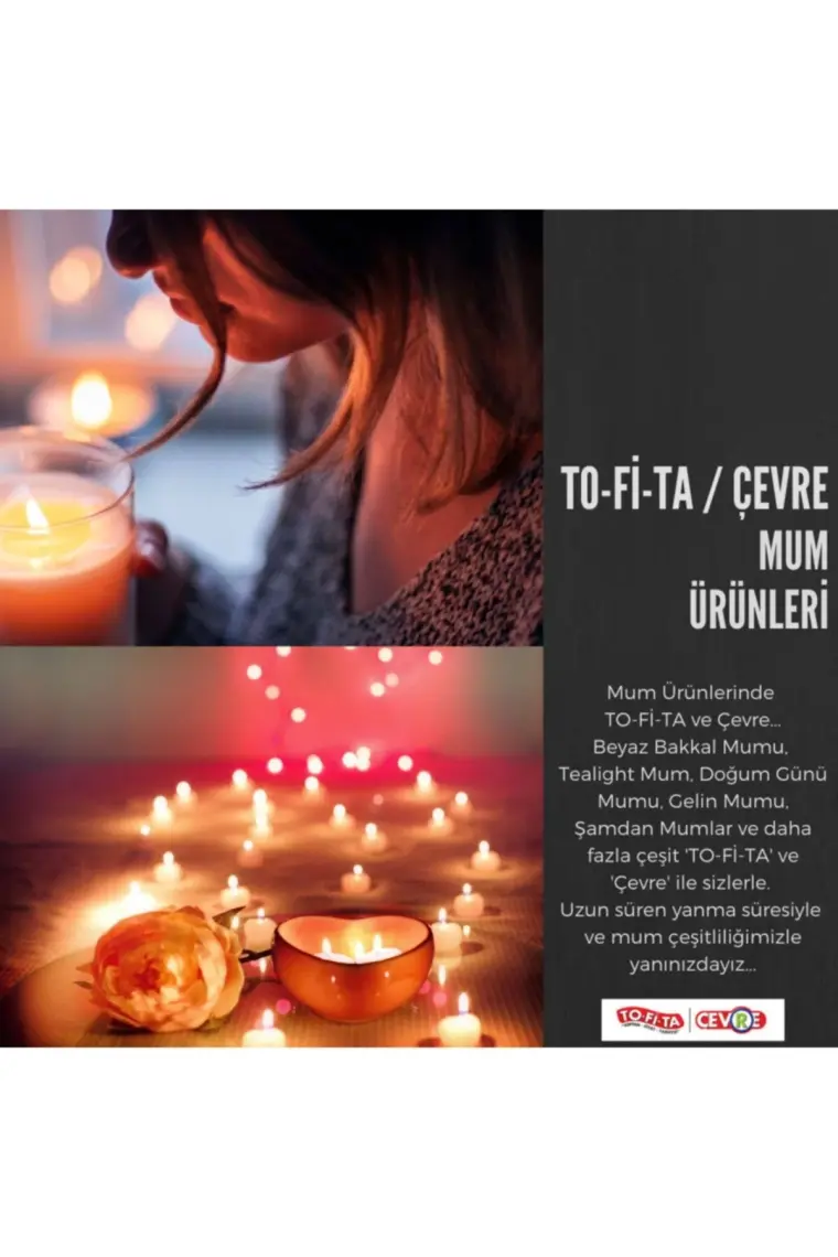 To-Fi-Ta Beyaz Mum 10'lu Ekonomik Paket - 1 Mum:  10 cm