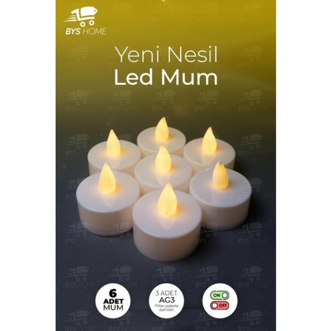 BYSHOME 6 Adet Sarı Işıklı LED Mum El Mumu Tealight Piller Dahil Kullanıma Hazır