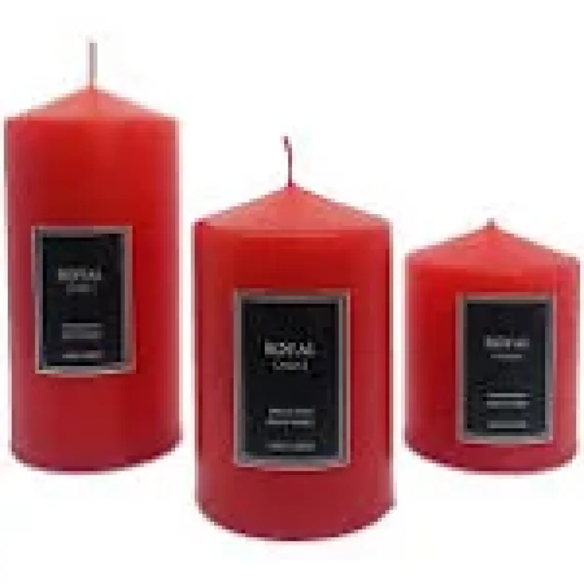 Royal Mum Silindir Mum Süper 3 Lü Set Kırmızı Çap 6 cm Boy 6-9-12 cm