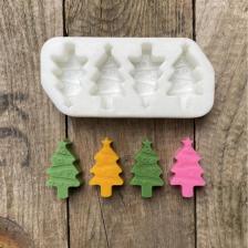 Çam Ağacı Mini Dörtlü Mum Kalıbı (SİLİKON) (1 ADET)