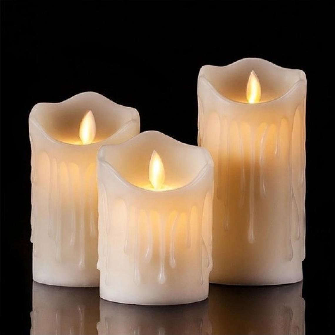 Durbuldum Alevli LED Mum Hareketli Alev Görünümlü Dekoratif Mum - 3lü Set