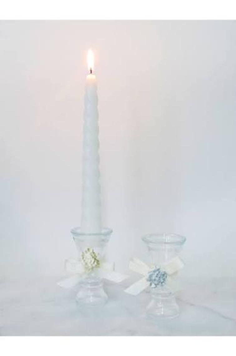 Missi Weddıng 2li Beyaz Burgulu Şamdan Mum Seti