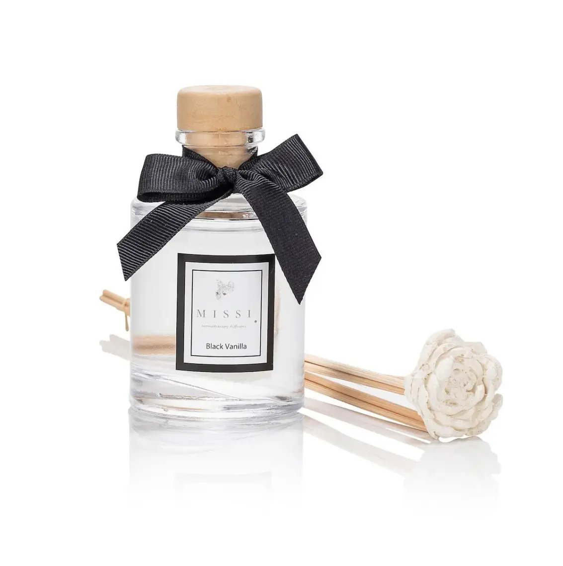Missi 110 ml Silindir Şişe Black Vanilya Bambu Çubuklu  Oda Kokusu