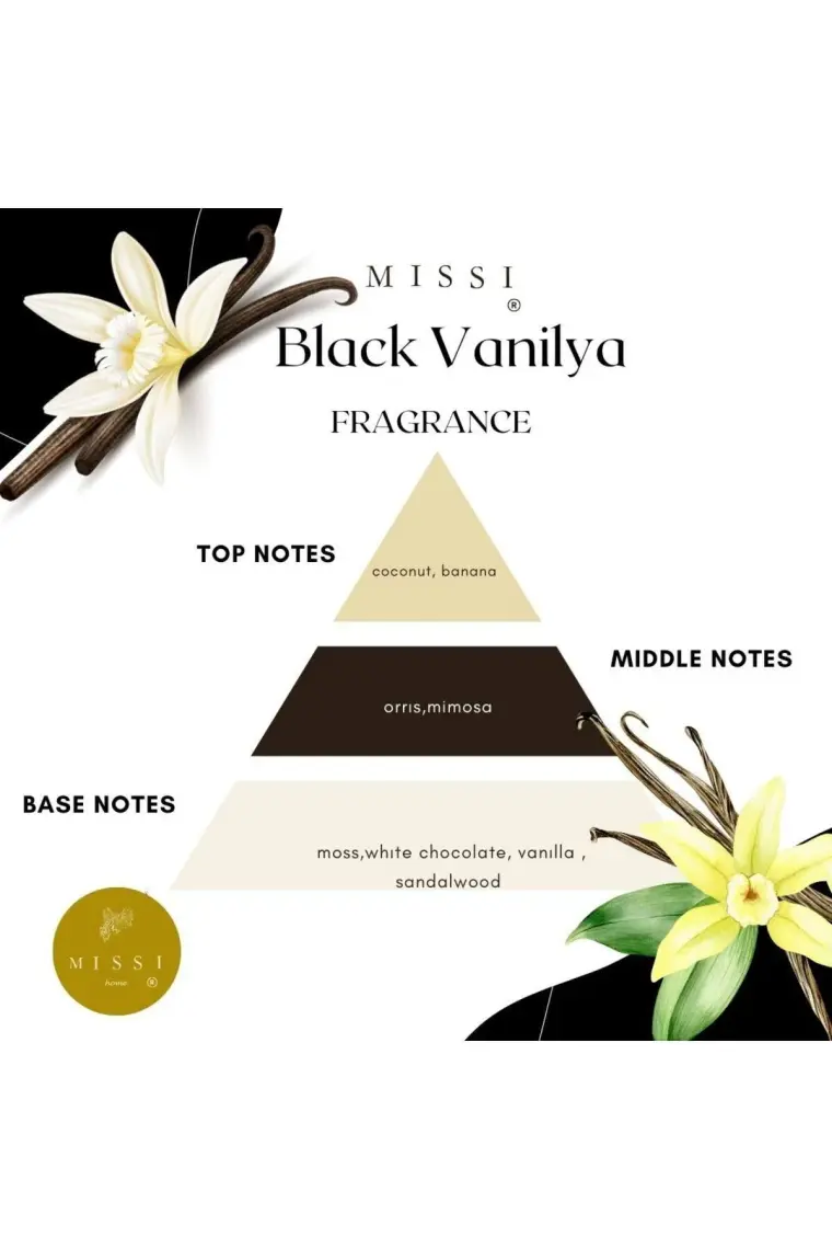 Missi 110 ml Silindir Şişe Black Vanilya Bambu Çubuklu  Oda Kokusu