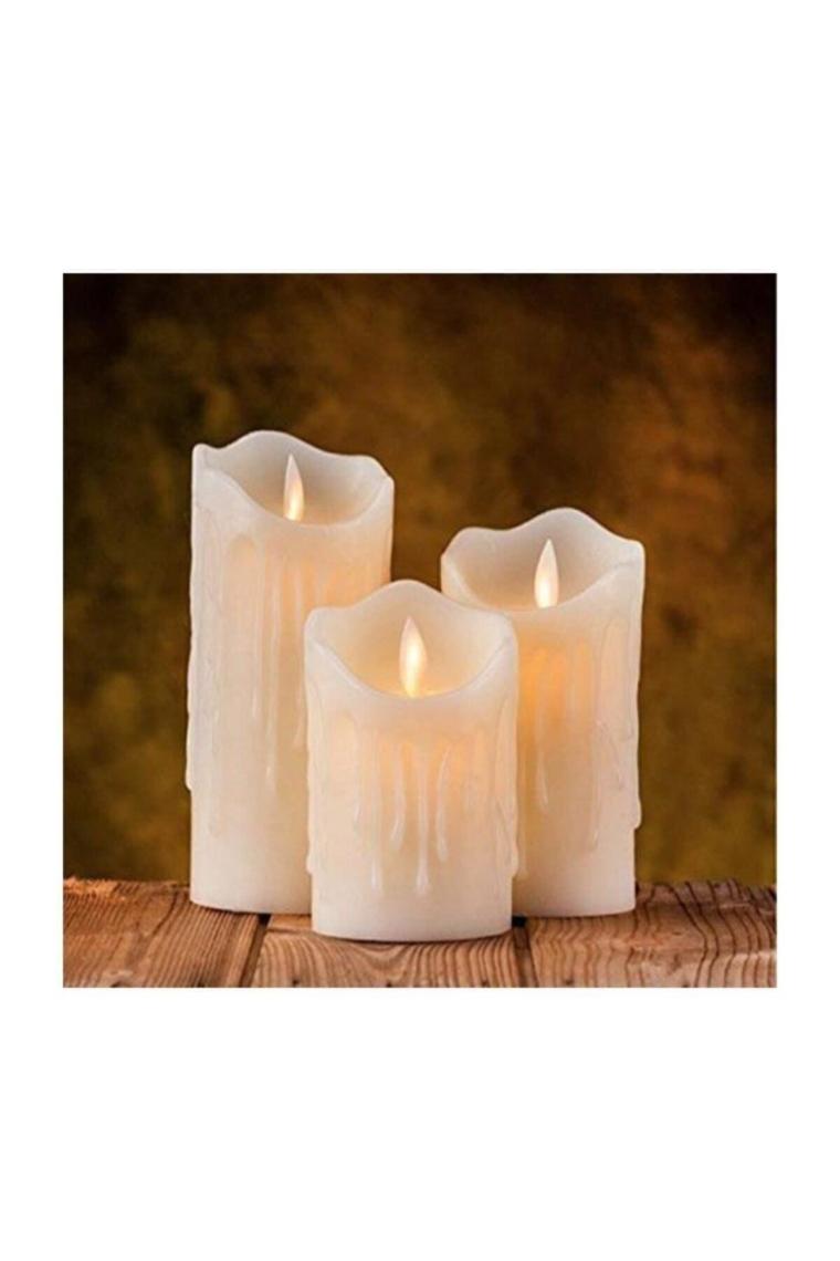 3 Lu Krem Erimiş Görünümlü Led Mum Pilli Fma01817 Fma983575