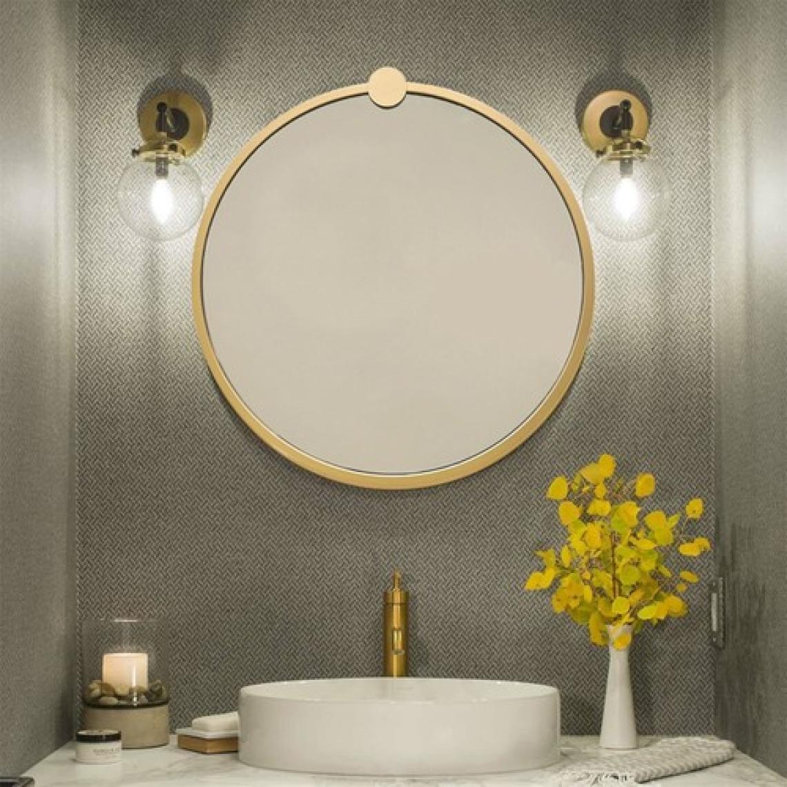 Neostill - Gold Metal Çerçeve Yuvarlak Ayna A708