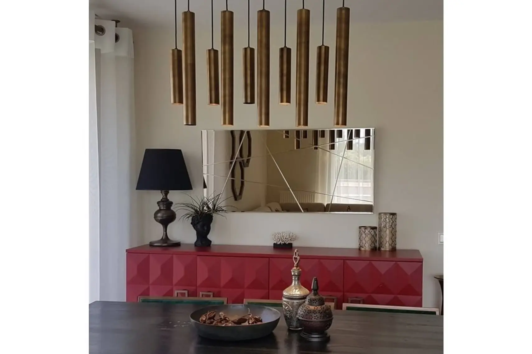 Neostill-Bronz Ayna Dekoratif Desenli Duvar Salon Boy A309-D