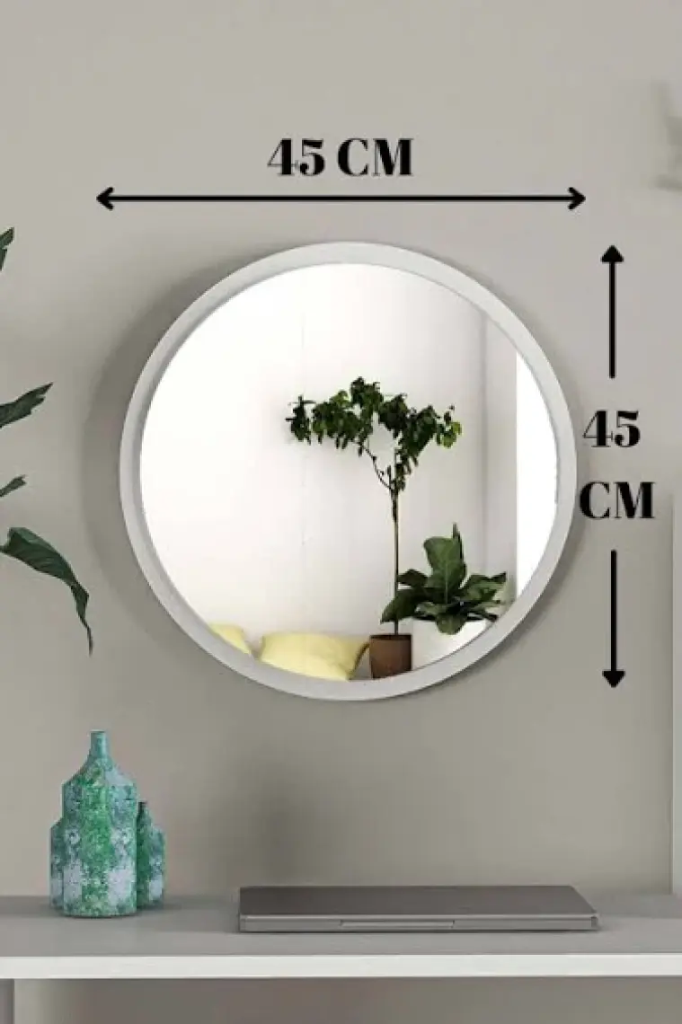 L'occi Concept Move Dekoratif Yuvarlak Antre Hol Koridor Duvar Salon Mutfak Banyo Wc Ofis Beyaz  Ayna