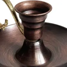 Turna Bakır Elit Mumluk & El Şamdanı Kendinden Iğneli Mum Hediyeli Oksit Turna2619-3