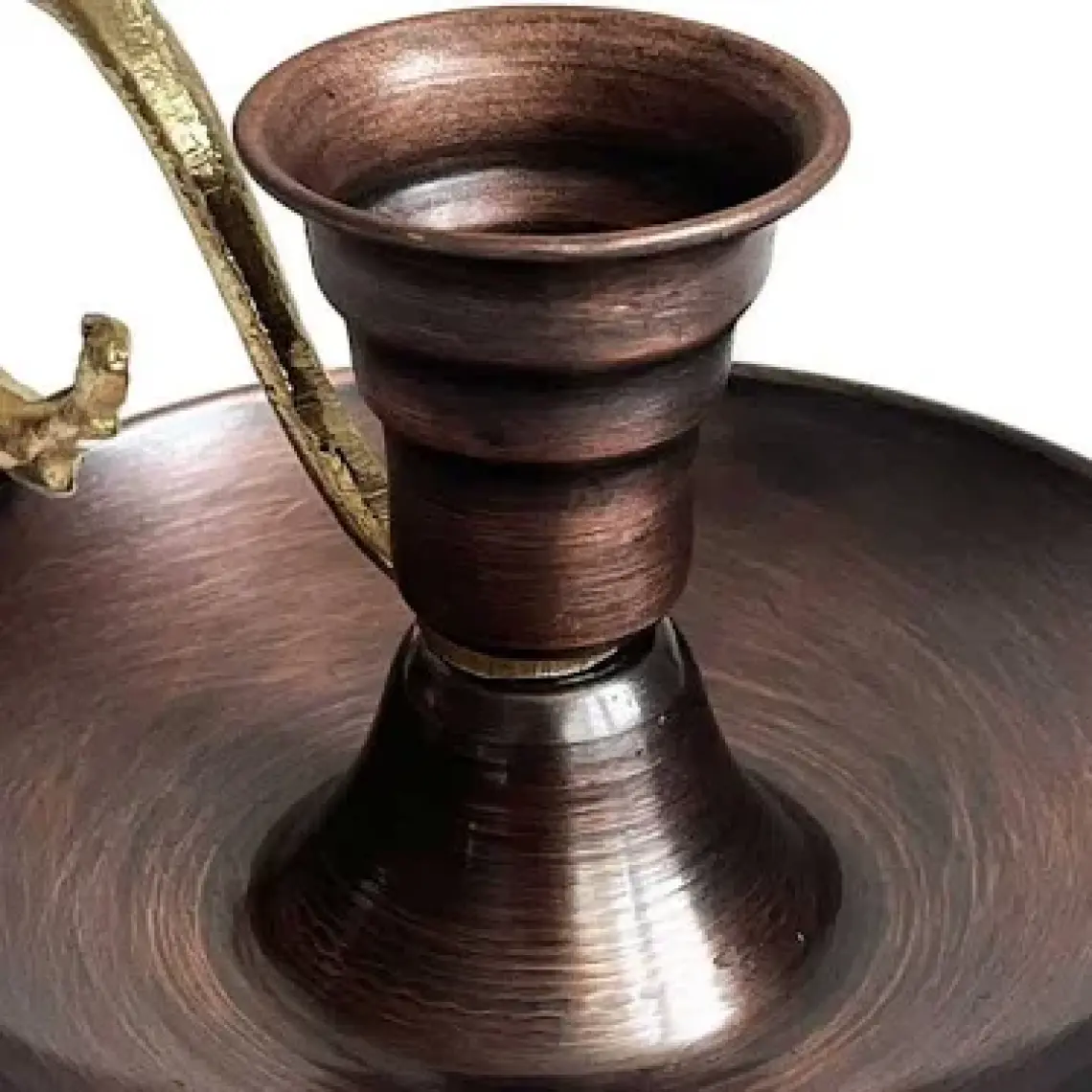 Turna Bakır Elit Mumluk & El Şamdanı Kendinden Iğneli Mum Hediyeli Oksit Turna2619-3