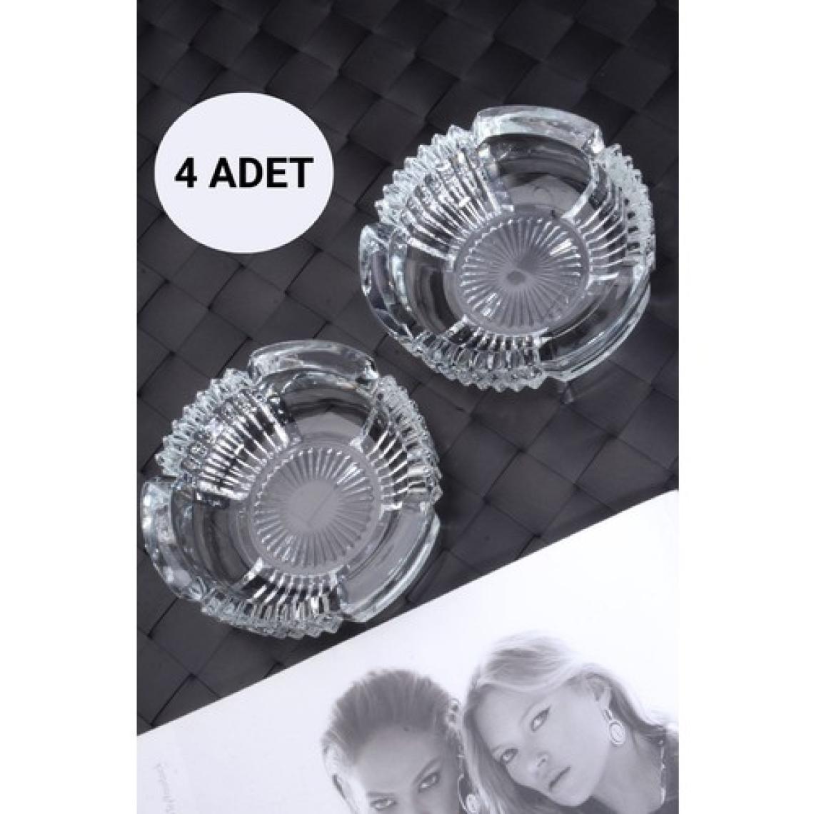 Rotanev 4 Adet Cam Kristal Lüks Küllük - Kül Tablası - Yuvarlak Kül Tabağı