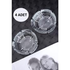 Rotanev 4 Adet Cam Kristal Lüks Küllük - Kül Tablası - Yuvarlak Kül Tabağı