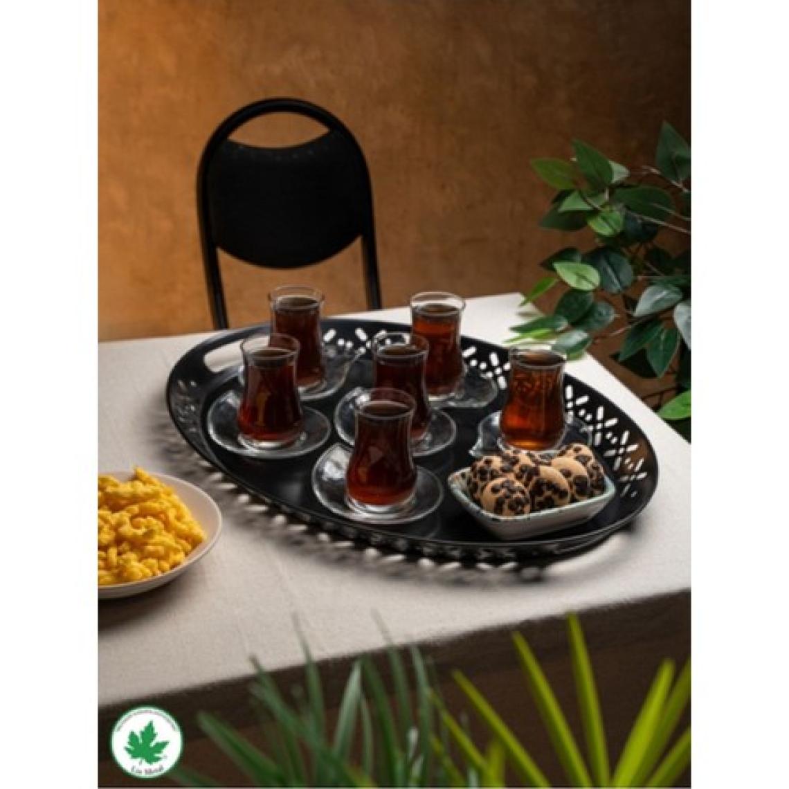 Lalin Tepsi Metal Oval Servis Tepsisi Siyah, Romantik Tepsi, Büyük Tepsi,çay Kahve Tepsisi