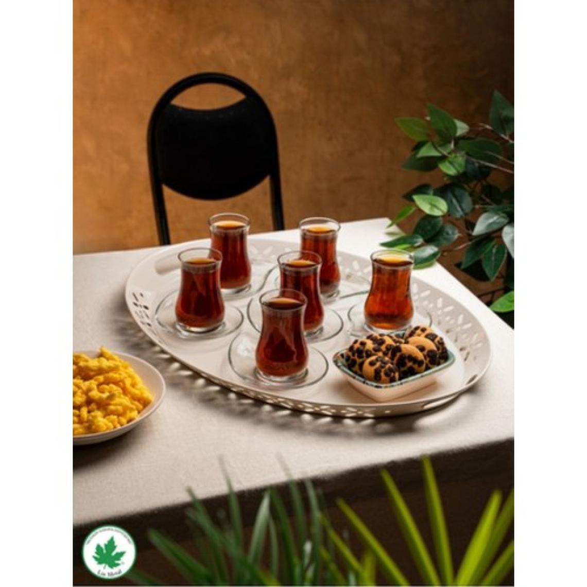 Lalin Tepsi Metal Oval Servis Tepsisi Krem, Romantik Tepsi, Büyük Tepsi,çay Kahve Tepsisi