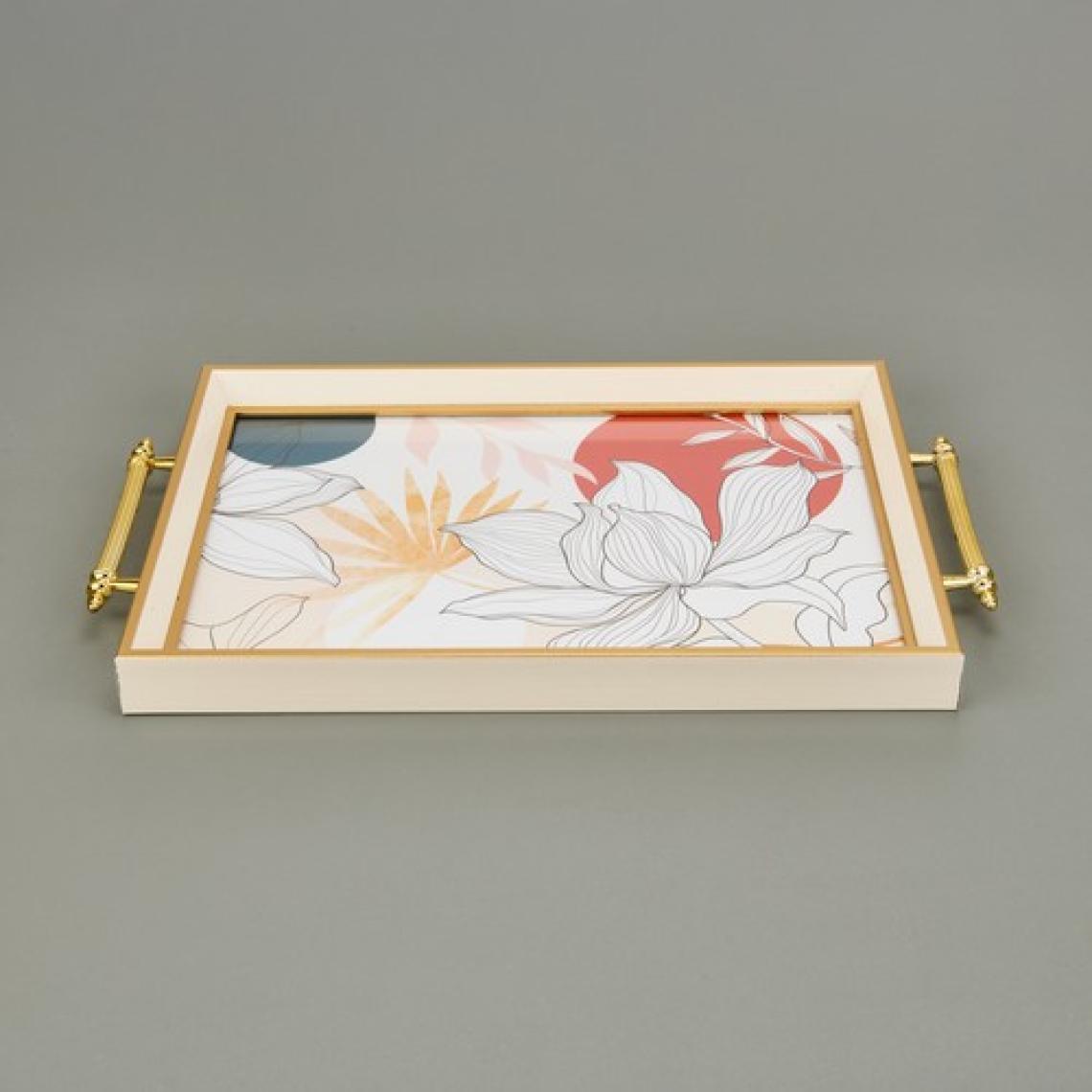 Evidea Kitchen Çiçek Desenli Tepsi - Renkli - 49 cm