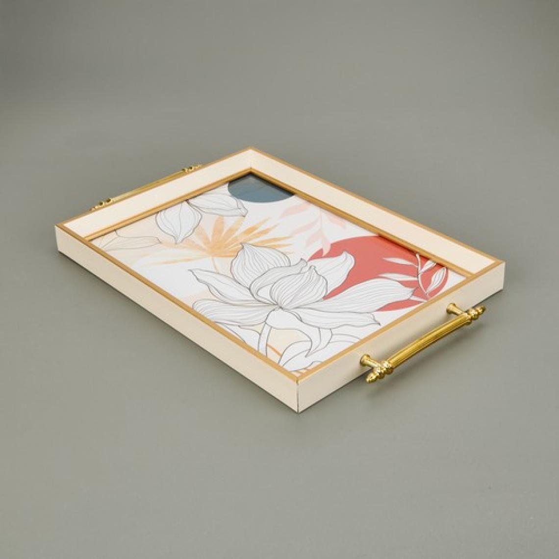 Evidea Kitchen Çiçek Desenli Tepsi - Renkli - 49 cm
