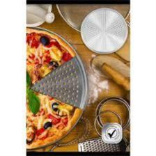 Lüks Paslanmaz Çelik Pizza Lahmacun Tepsisi Büyük Boy 36cm
