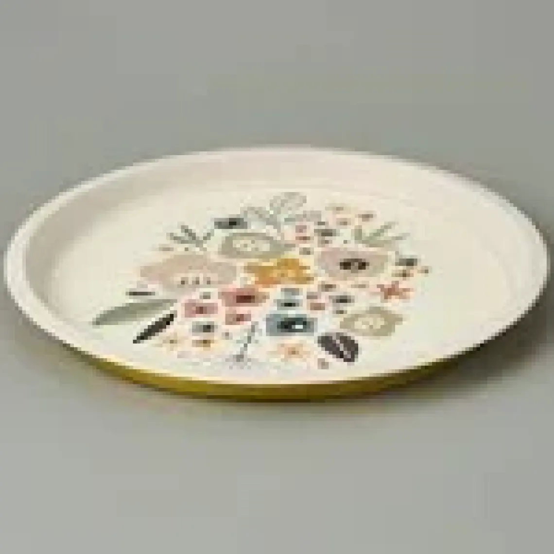 Sarkap Çiçekli Metal Tepsi - Renkli - 35X35 cm