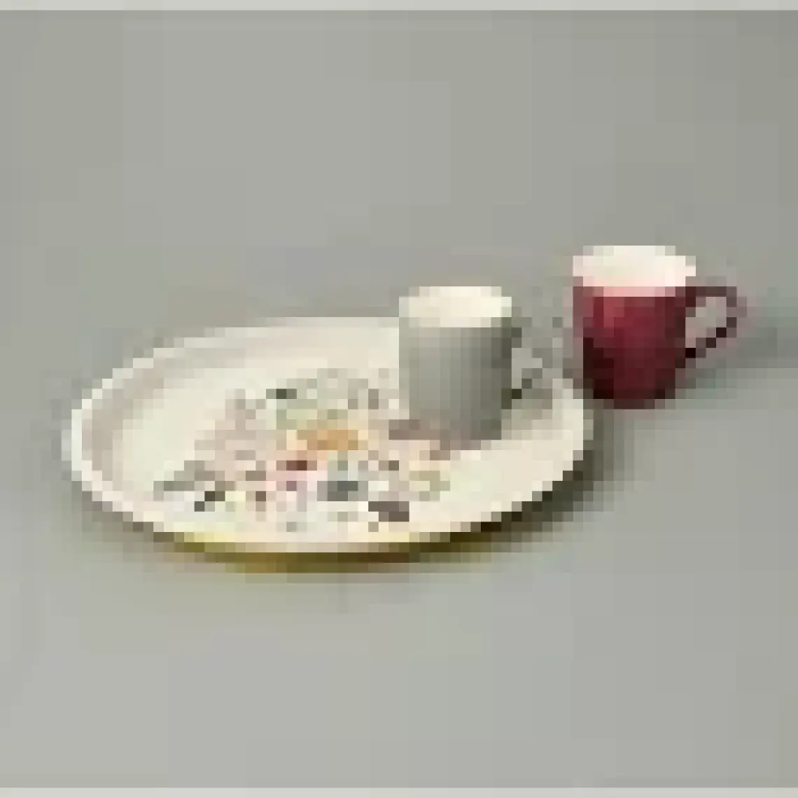 Sarkap Çiçekli Metal Tepsi - Renkli - 35X35 cm