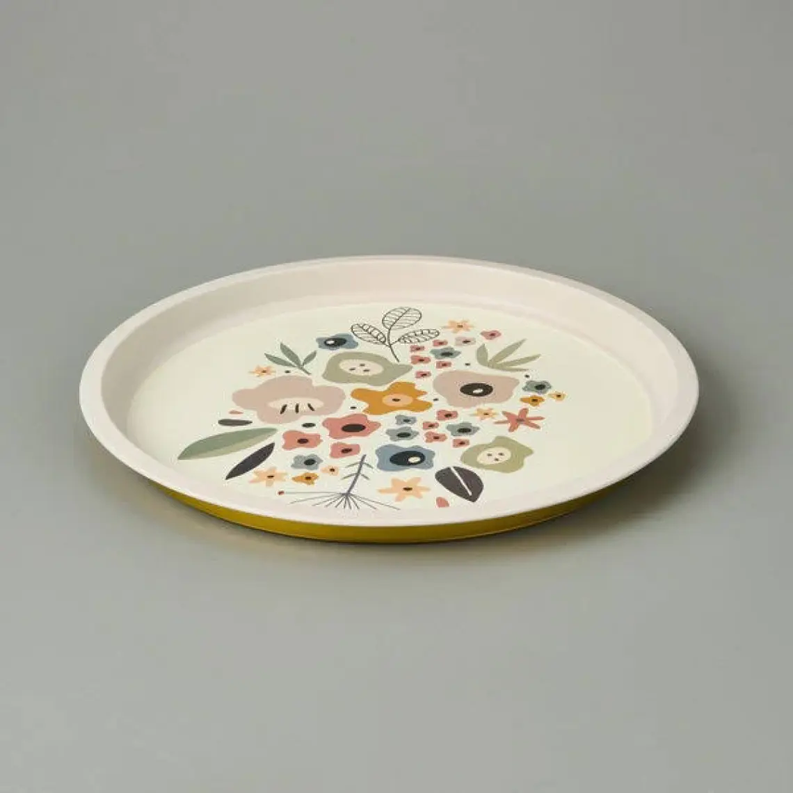 Sarkap Çiçekli Metal Tepsi - Renkli - 35X35 cm