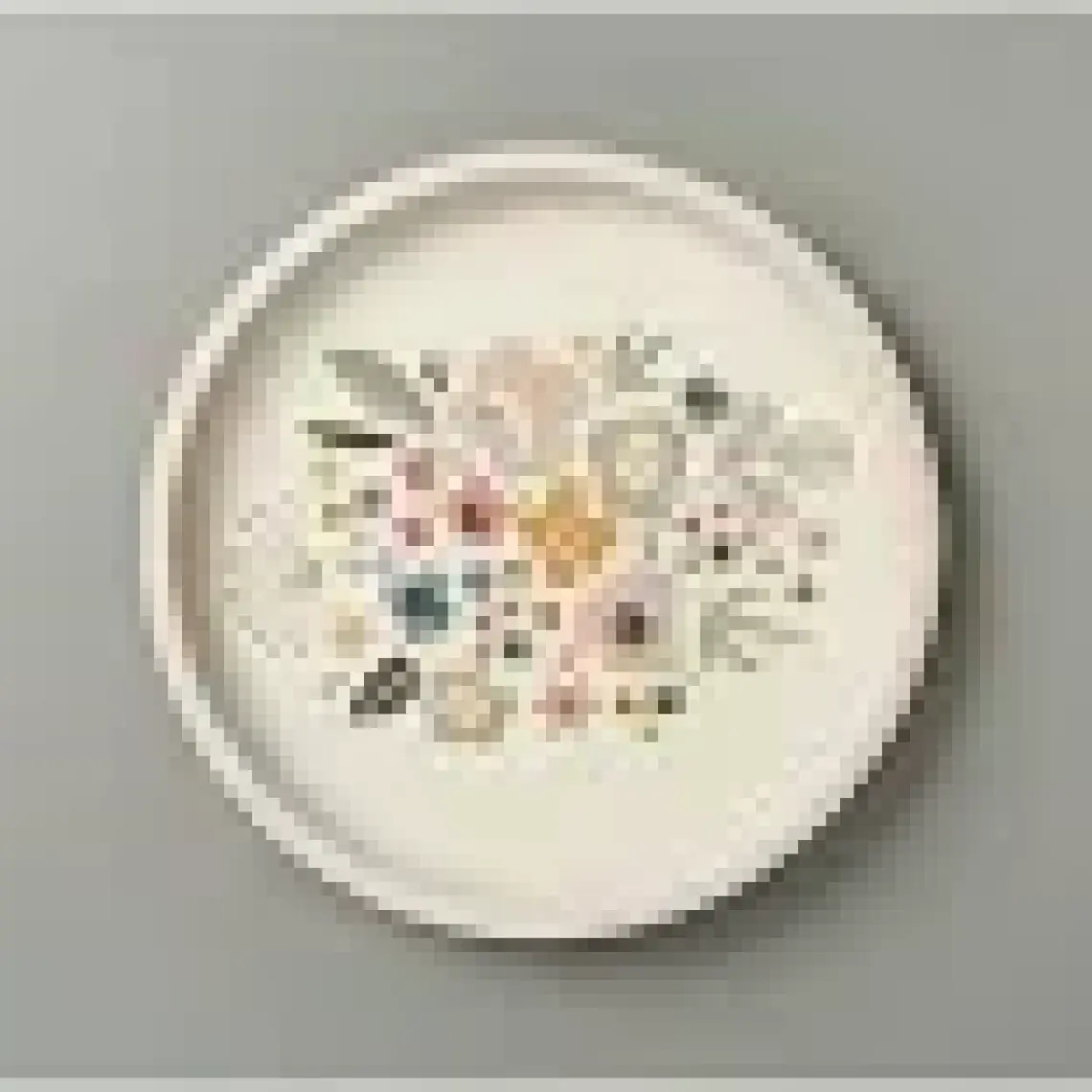 Sarkap Çiçekli Metal Tepsi - Renkli - 35X35 cm
