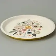 Sarkap Çiçekli Metal Tepsi - Renkli - 35X35 cm