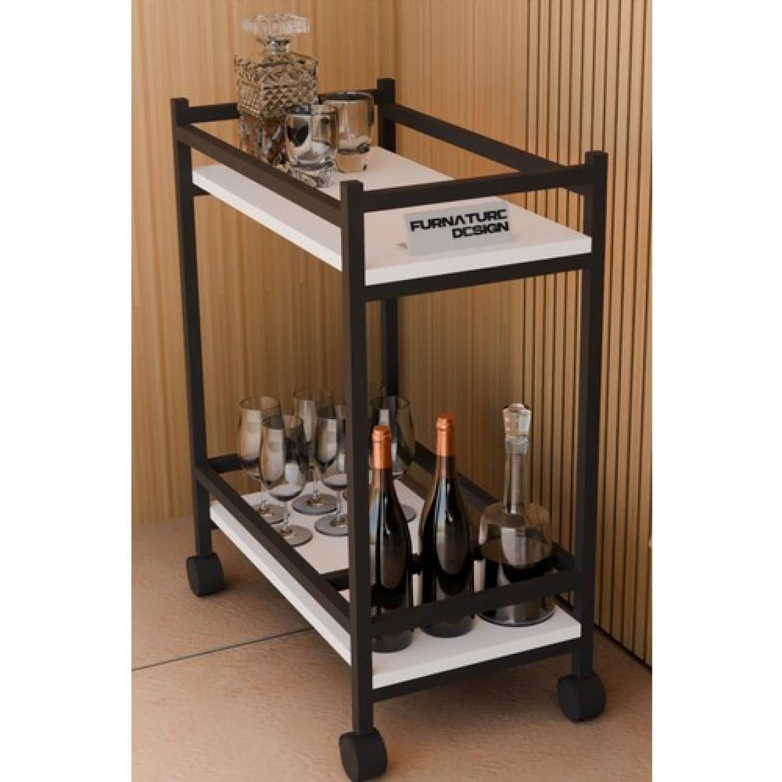 Servis Sunum Arabası Beyaz Ev Tipi Iki Katlı Şişe Bölmeli Servant Bar Cart