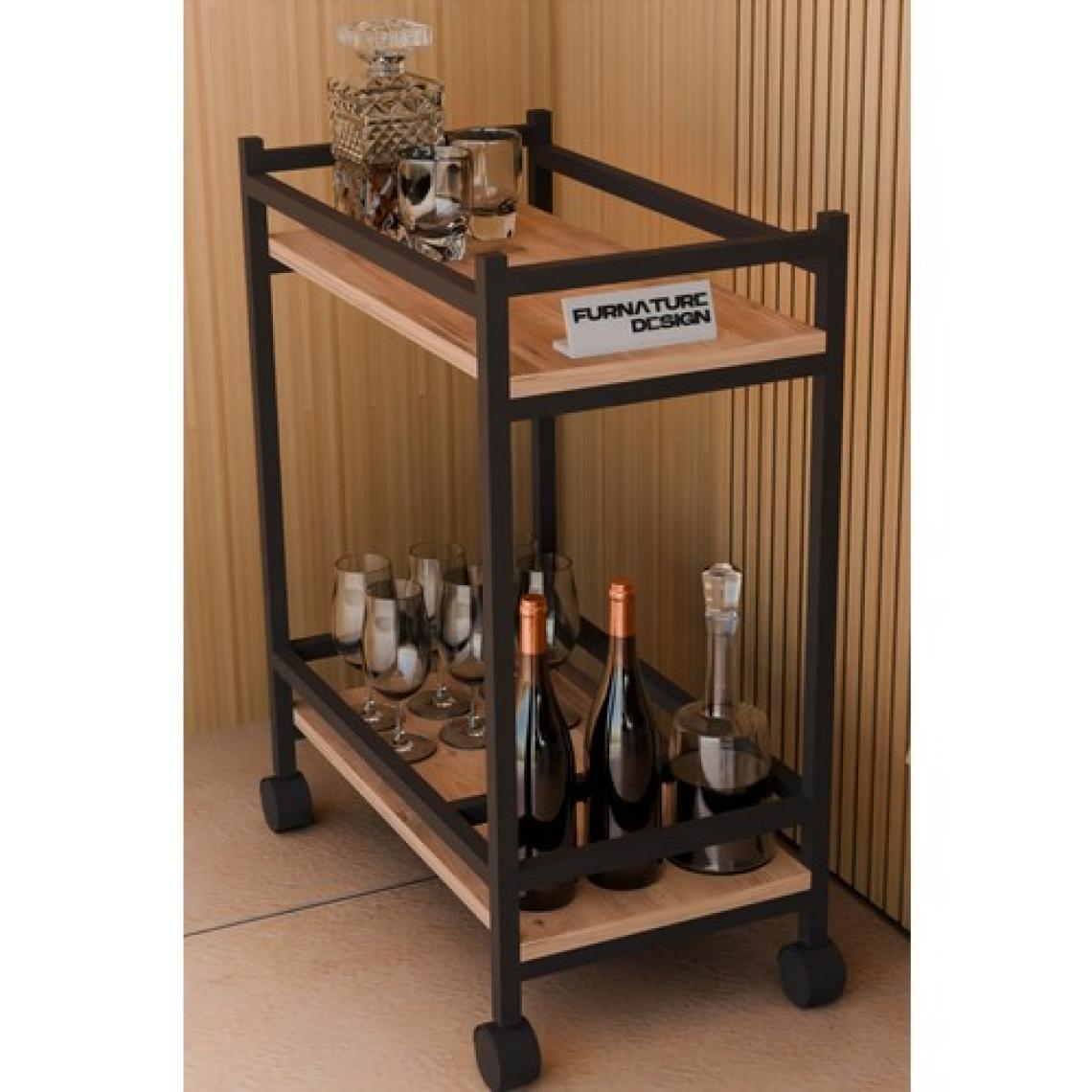 Servis Sunum Arabası Ev Tipi Iki Katlı Şişe Bölmeli Servant Bar Cart Atlantik Çam