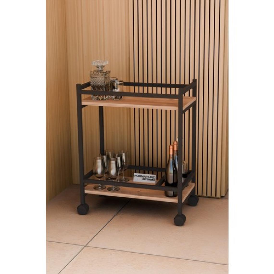 Servis Sunum Arabası Ev Tipi Iki Katlı Şişe Bölmeli Servant Bar Cart Atlantik Çam