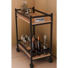 Servis Sunum Arabası Ev Tipi Iki Katlı Şişe Bölmeli Servant Bar Cart Atlantik Çam