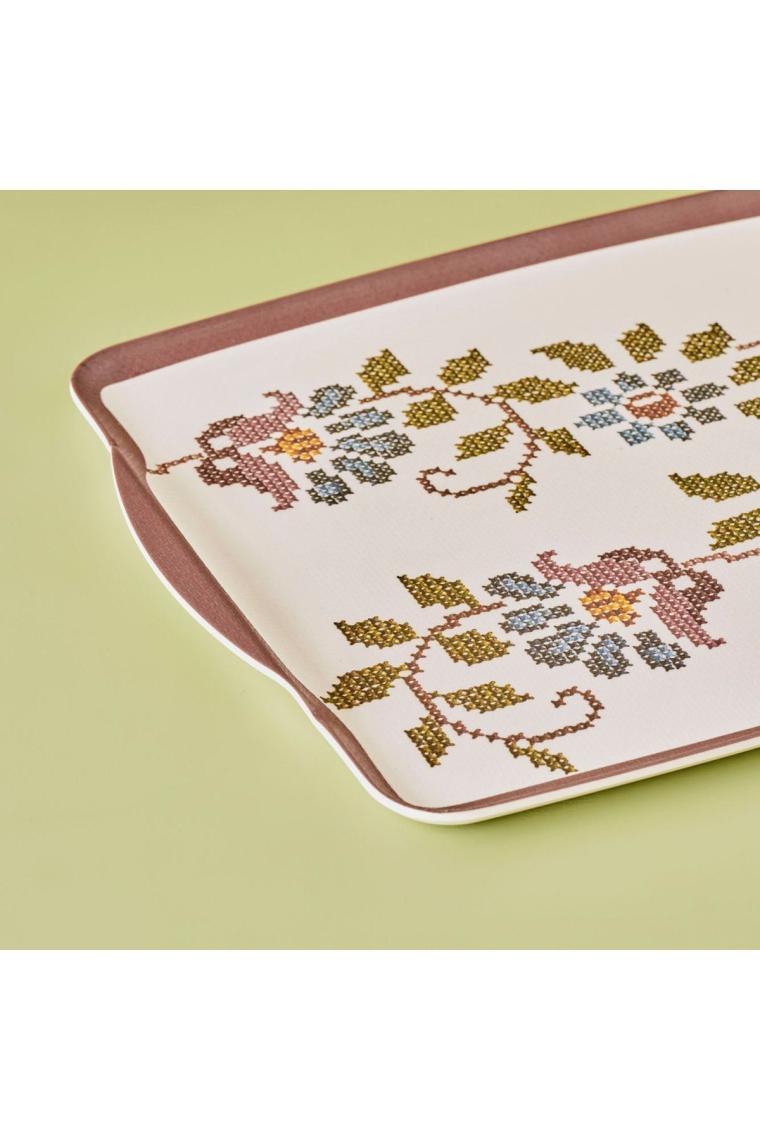 Vintage Melamin Tepsi Bordo (42x31 cm)