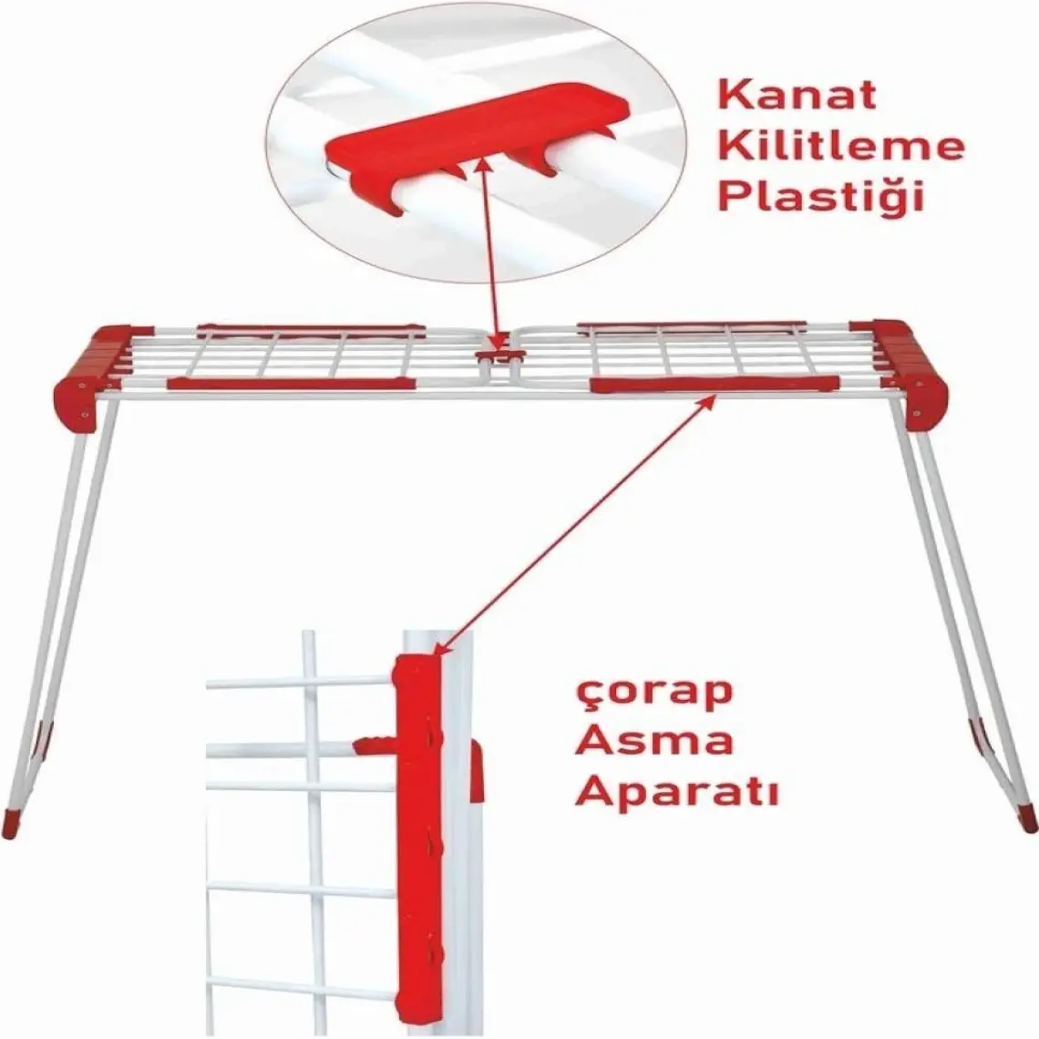 Devecioğlu Kırmızı Harbinger Mm082 Linda Çamaşır Kurutma Askısı *Ekstra Uzun, *Ekstra Geniş Metal