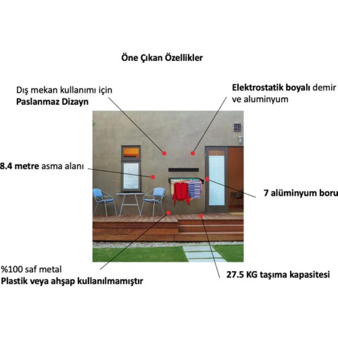 Urban Nouk Modern Çamaşır Kurutma Askısı 120 CM