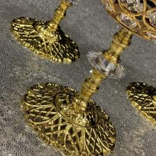 Best Hırdavat Besthırdavat Kristal Taşlı Ayaklı Gold Şamdan 3'lü Set
