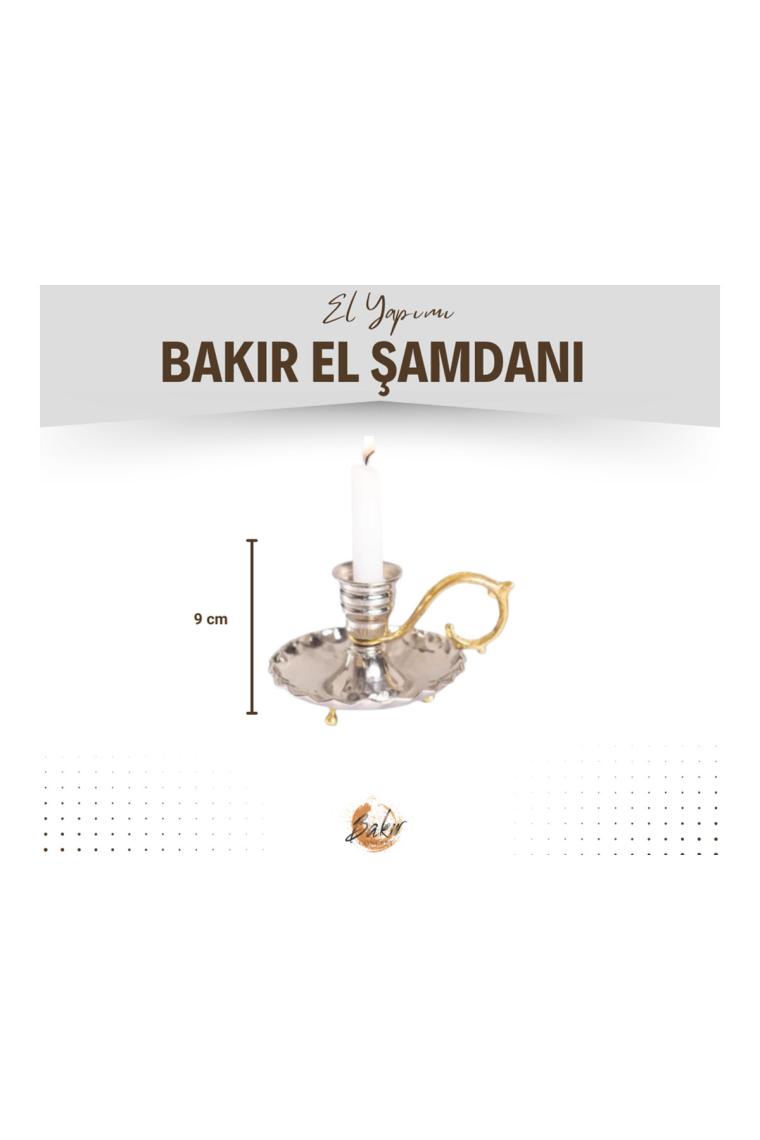 Bakır Concept Bakır El Şamdanı Fırfırlı Model Gümüş Renk (Tekli)