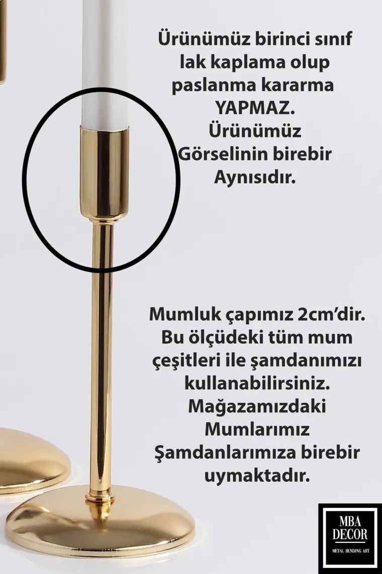 3'lü Düz Ayak Gold Şamdan Mumluk, Dekoratif ve Şık Ev Aksesuarı