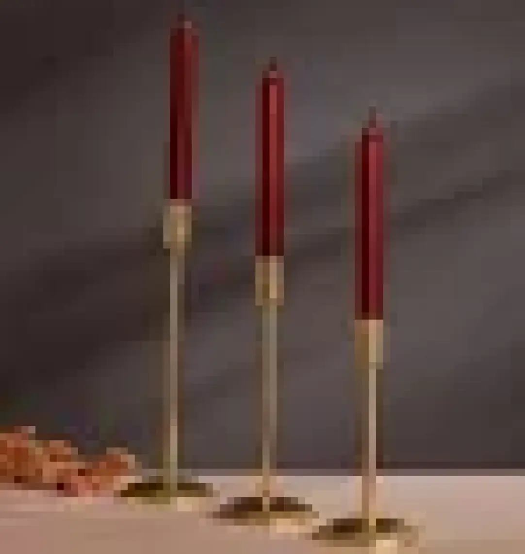 3'lü Düz Ayak Gold Şamdan Mumluk, Dekoratif ve Şık Ev Aksesuarı