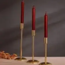 3'lü Düz Ayak Gold Şamdan Mumluk, Dekoratif ve Şık Ev Aksesuarı